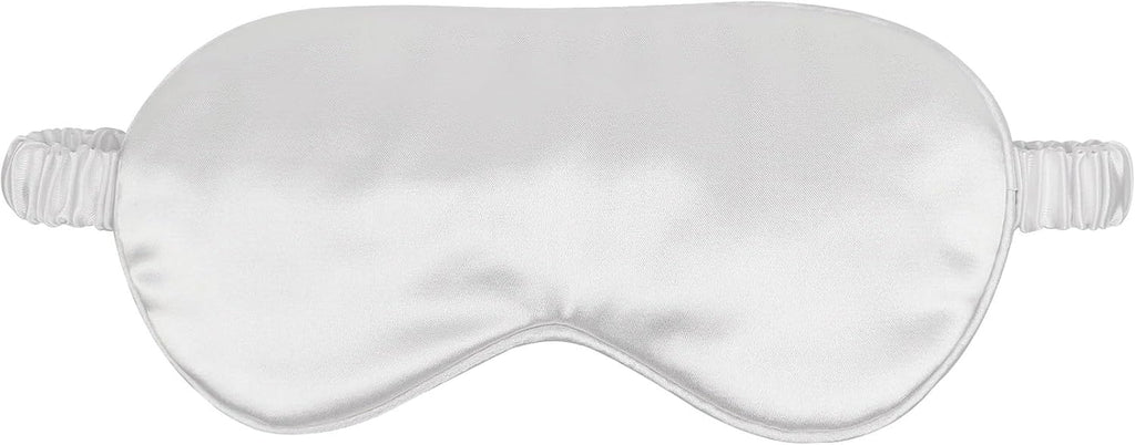 1 Pcs Silk Sleep Mask, Soft Eye Mask with Elastic Strap, Lightweight Blindfold for Men, Women, Travel, and Naps (White)
