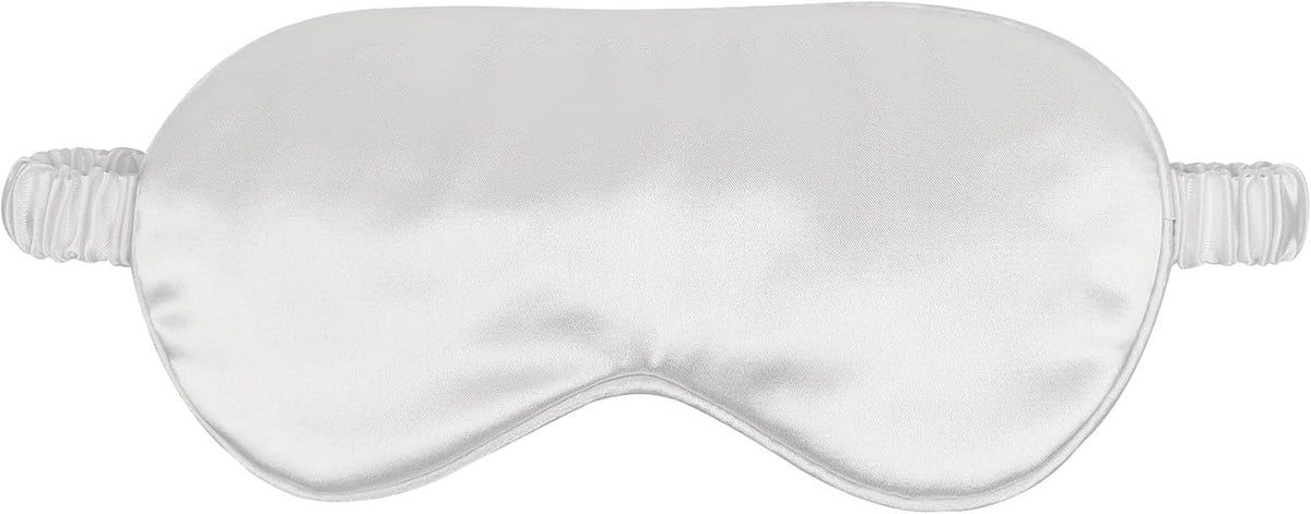 1 Pcs Silk Sleep Mask, Soft Eye Mask with Elastic Strap, Lightweight Blindfold for Men, Women, Travel, and Naps (White)