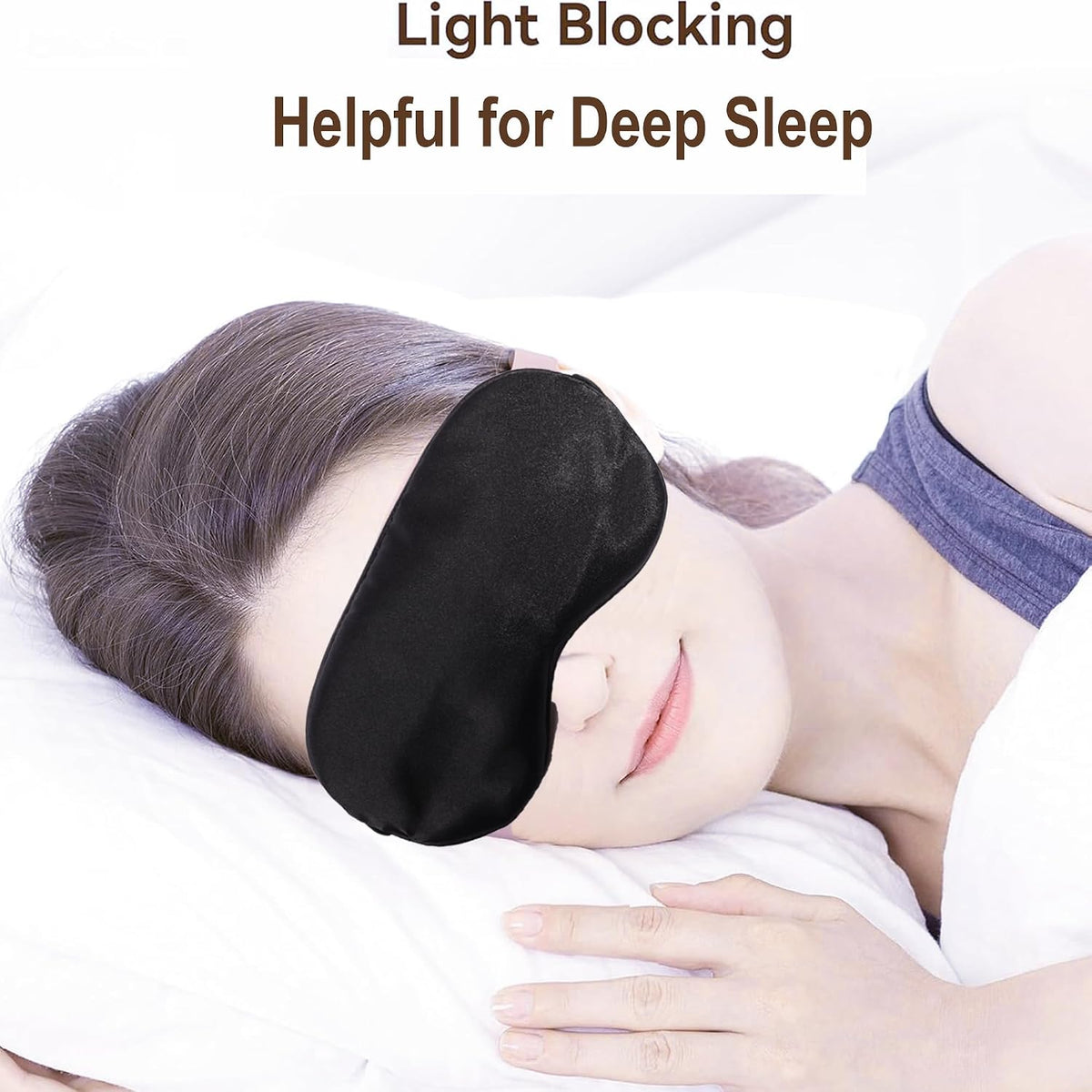 Silk Sleep Eye Mask,Blindfold with Elastic Strap,Soft Lightweight for Night Sleeping 1 Pcs (Black)