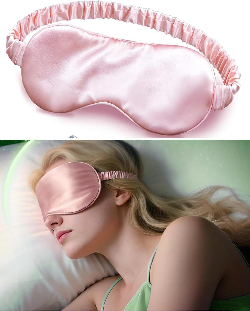 Silk Sleep Eye Mask,Blindfold with Elastic Strap,Soft Lightweight for Night Sleeping 1 Pcs (Black)