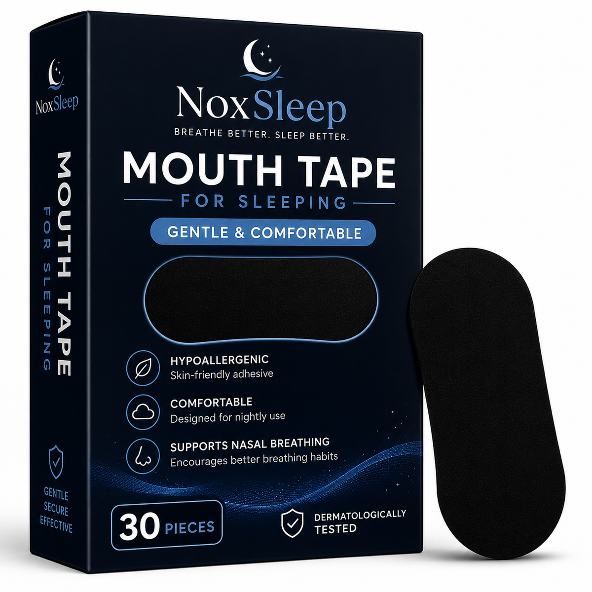 NoxSleep Gentle Mouth Tape for Sleeping – 30 or 60 Pack